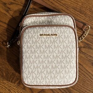 Michael Kors Beige and Brown Crossbody Bag